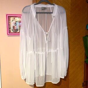 ASOS white rayon sheer blouse size 16
